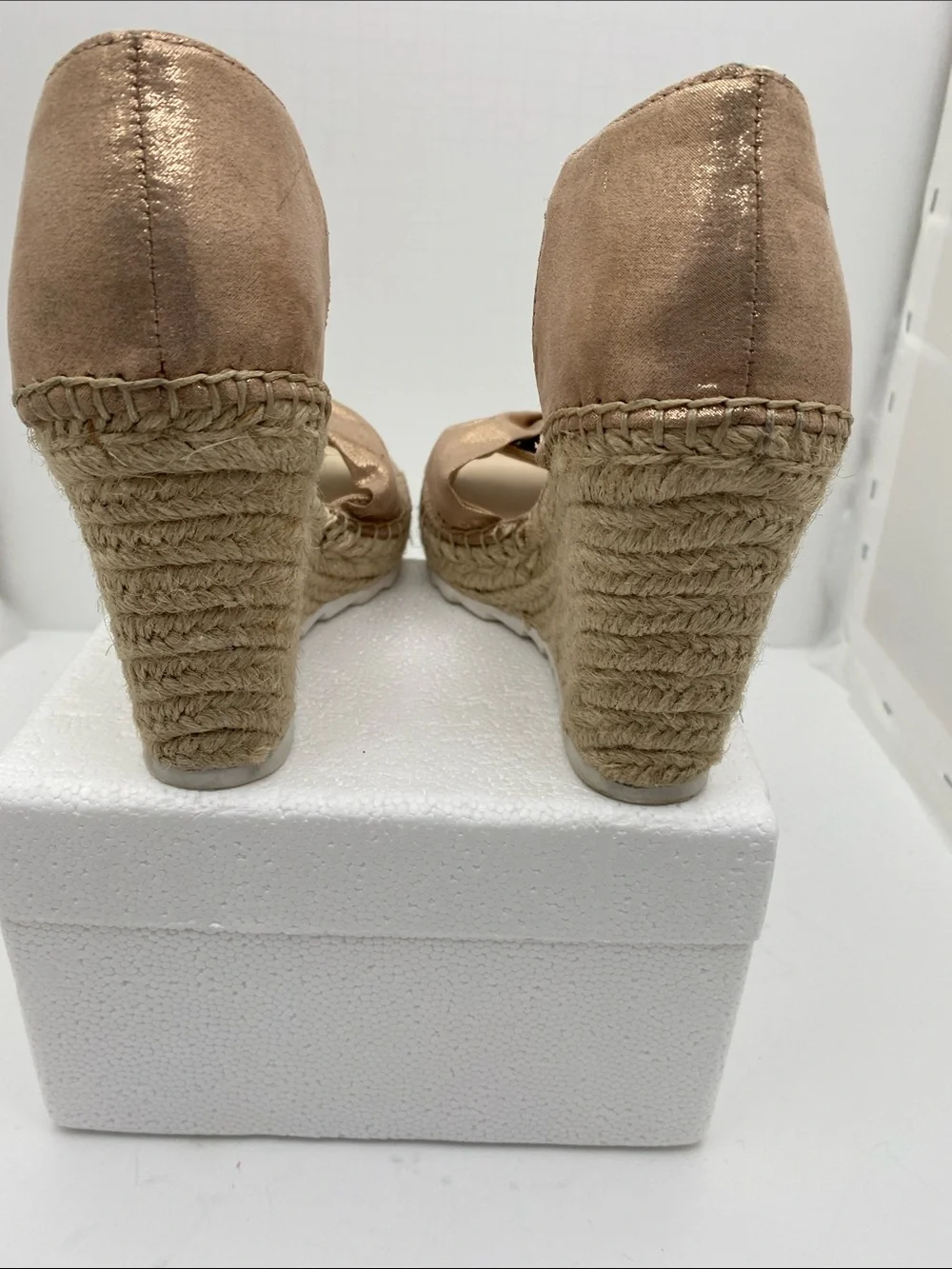 Marc Fisher Rose Gold Knot Espadrille Wedge Sandals